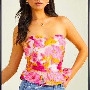 NWT Altar’d State Corset Floral Embroidered Top Small